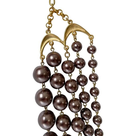 NWT David Aubrey 5 Strand Brown Graduated Beaded Statement Necklace - Picture 4 of 7